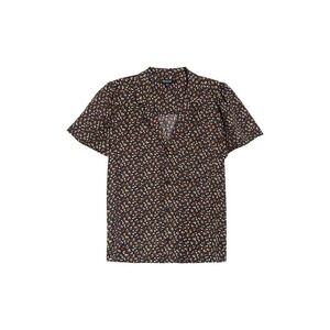 Madewell Silk Puff Sleeve Camp Shirt Floral Button Down Black XS MC773